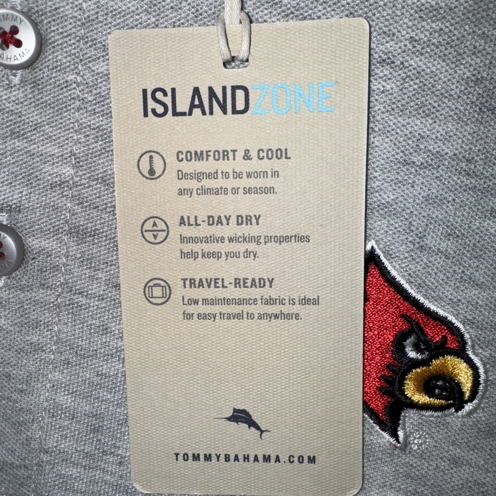Louisville Cardinals Tommy Bahama Mens Island Zone Polo Shirt Gray Sz S NEW $128 - Picture 4 of 10
